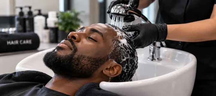 First hair wash carried out at the clinic after the procedure