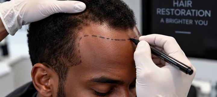 Hairline being planned with a surgical marker