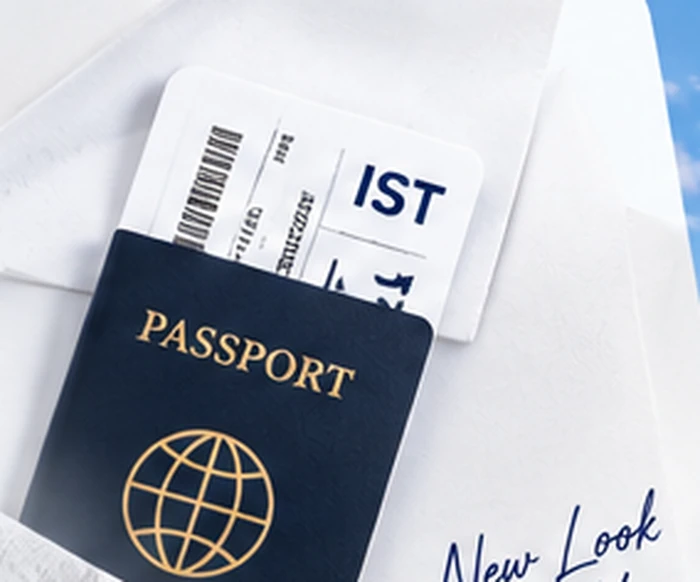 Passport and boarding pass for Istanbul, New Look, New You