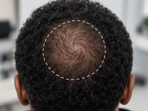 Crown, the vertex area at the back of the scalp