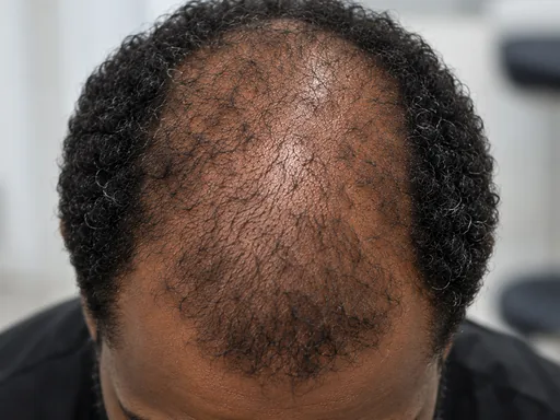 Entire scalp, advanced hair loss pattern