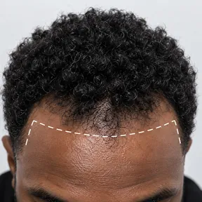 Example photo, front view of the hairline