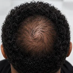 Example photo, top view of the scalp