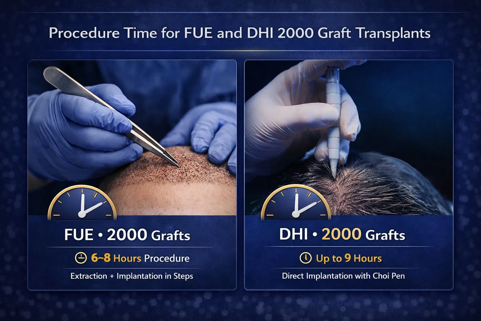 Procedure Time For Fue And Dhi 2000 Graft Transplants