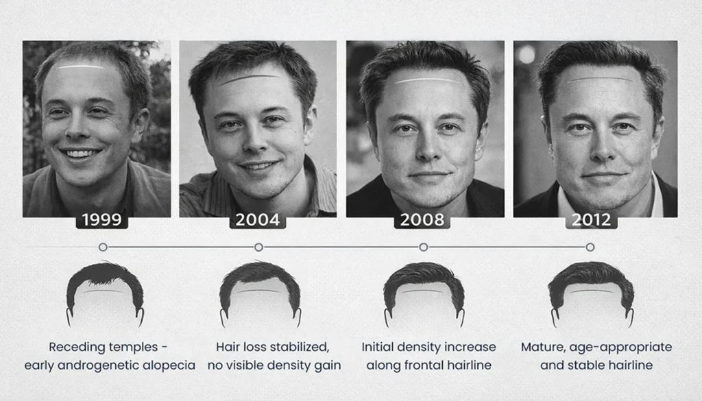 Elon-Musk-Hair-Timeline Elon Musk Hair Transplant Success Story: Before And After