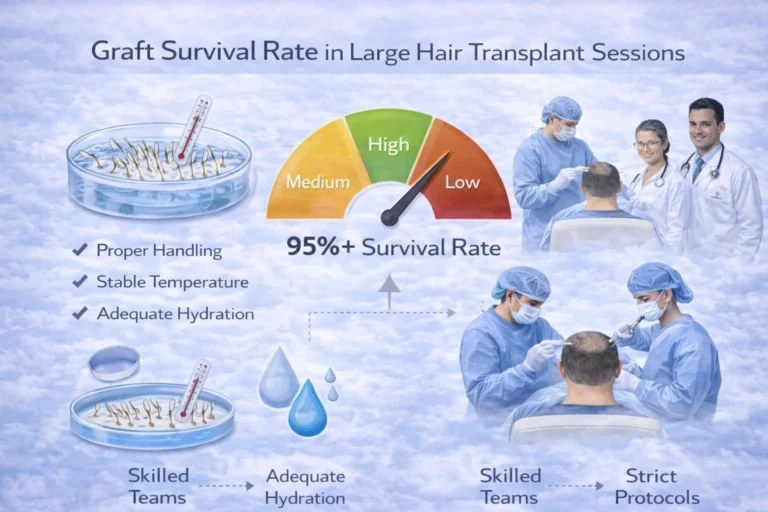Graft-Survival-Rate-In-Large-Hair-Transplant-Sessions-768X512 6000 Grafts Hair Transplant Turkey – Cost – Before And After