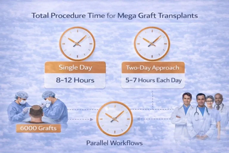 Total-Procedure-Time-For-Mega-Graft-Transplants-768X512 6000 Grafts Hair Transplant Turkey – Cost – Before And After