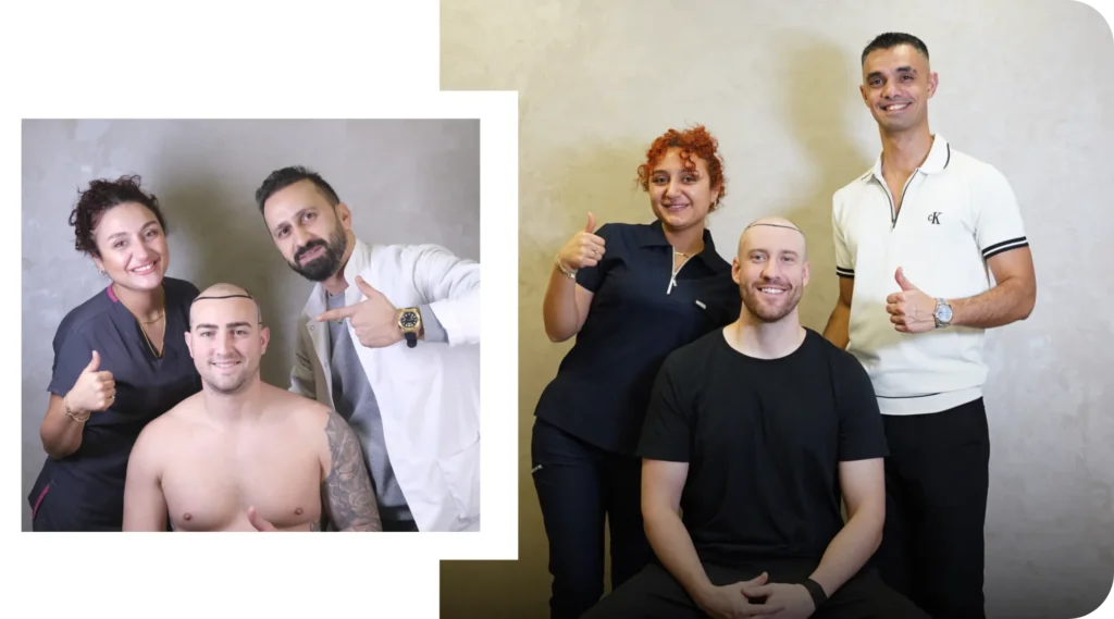 Patient And Medical Team – Turkey Hair Center Hair Transplant Team With Patient At Turkey Hair Center