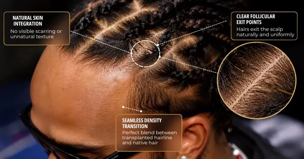 Lewis Hamilton Hair Transplant: Before &Amp; After Photos, Hairline Truth &Amp; Graft Count 5 Lewis Hamilton Hair Density Close Up Showing Braided Hairstyle And Scalp Visibility