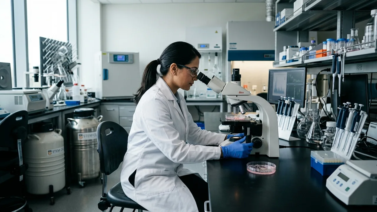 Scientist researching stem cell applications for hair regrowth