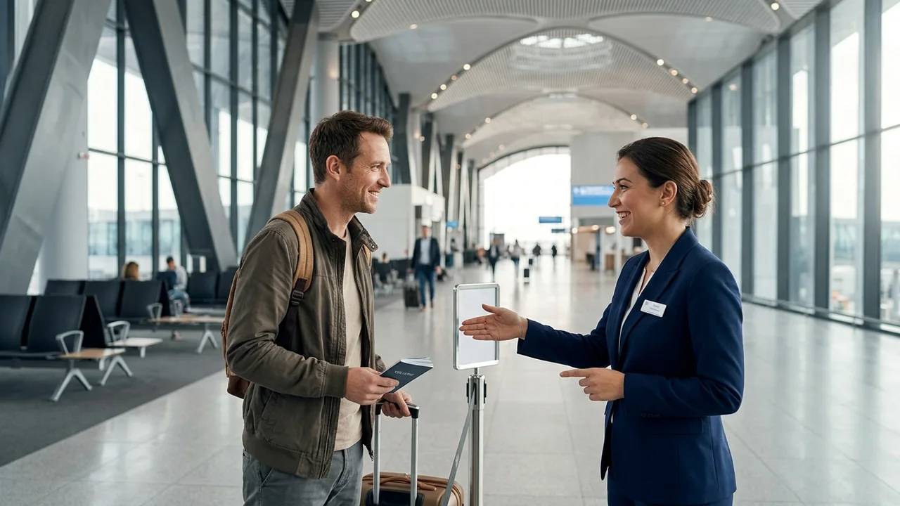 A patient being welcomed by a clinic representative at Istanbul Airport, symbolising seamless arrival and transfer.