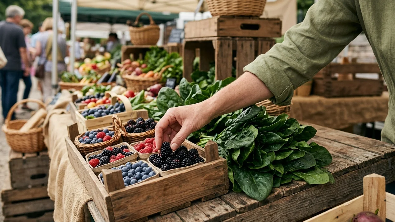 Sélection manuelle de fruits et légumes frais pour une alimentation saine