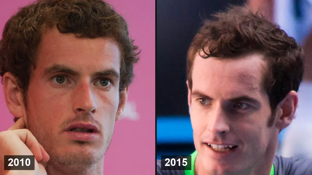 Andy Murray en 2010 (à gauche) et en 2015 (à droite)