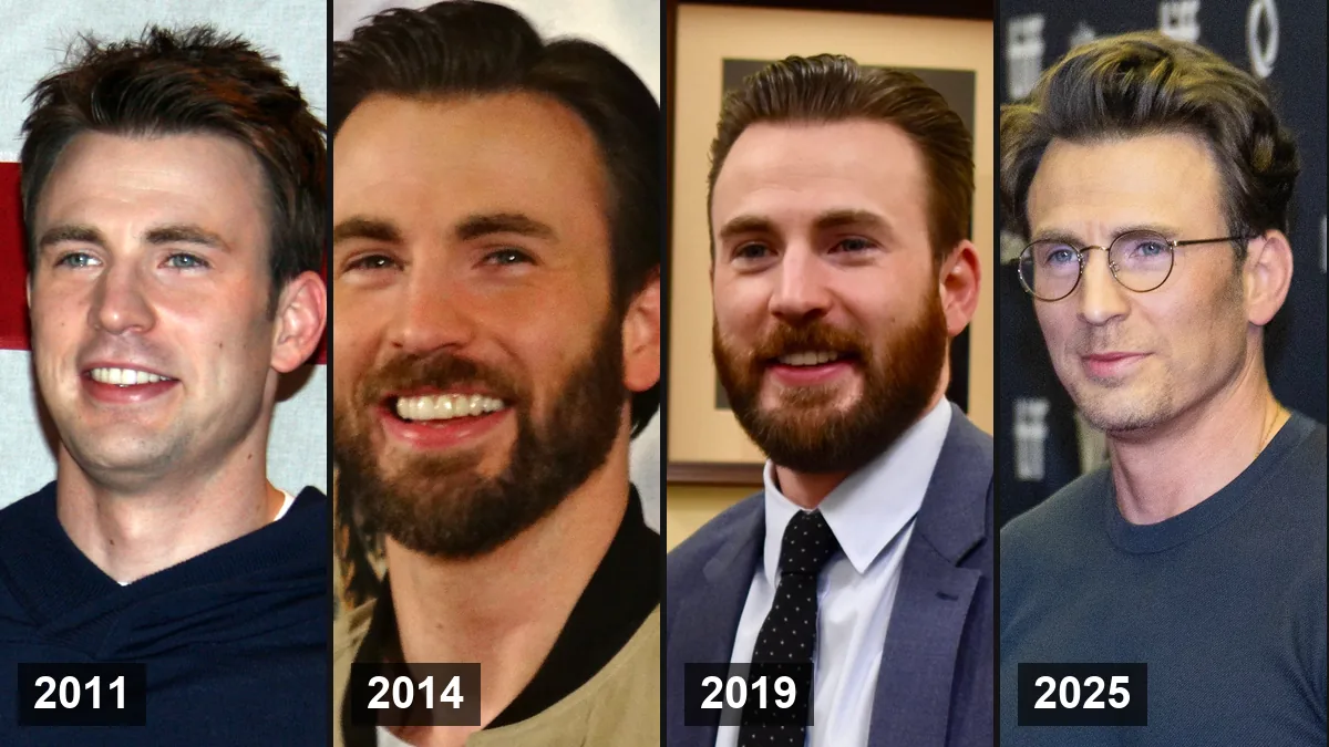 Chris Evans en 2011, 2014, 2019 et 2025