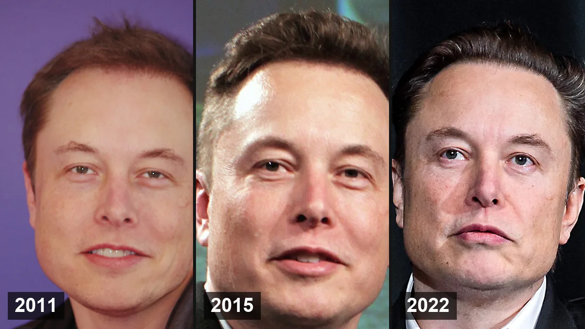 Elon Musk en 2011, 2015 et 2022