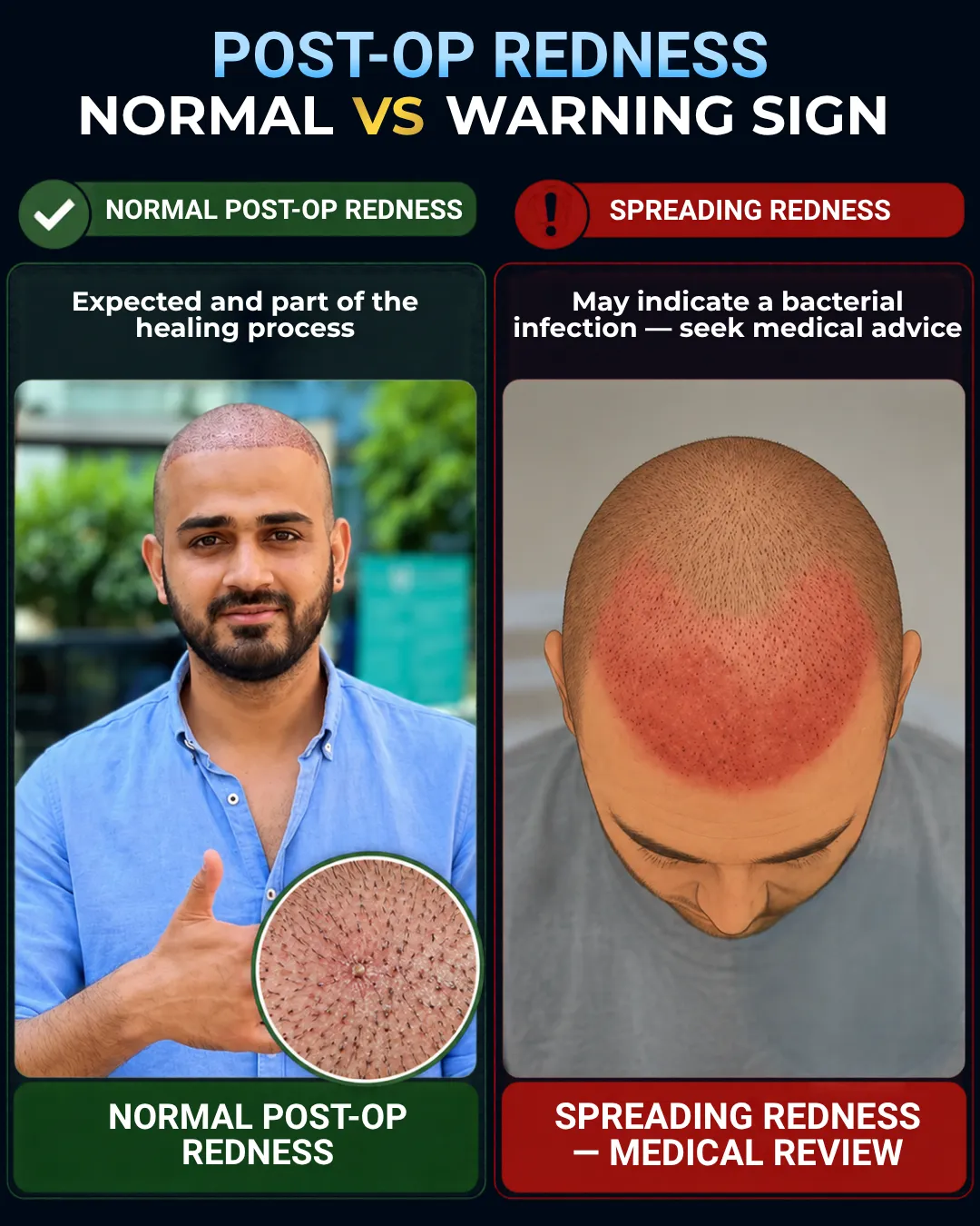 hair transplant infection signs, infection after hair transplant, hair transplant infection symptoms
