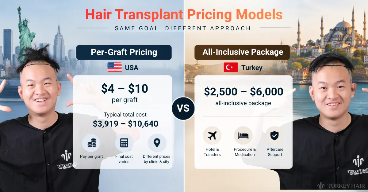hair transplant pricing model, per graft cost, hair transplant package, graft pricing comparison, hair transplant cost guide