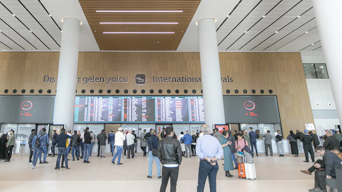 International arrivals hall at Istanbul Airport, where passengers exit after landing