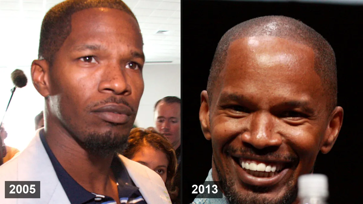 Jamie Foxx en 2005 (à gauche) et en 2013 (à droite)