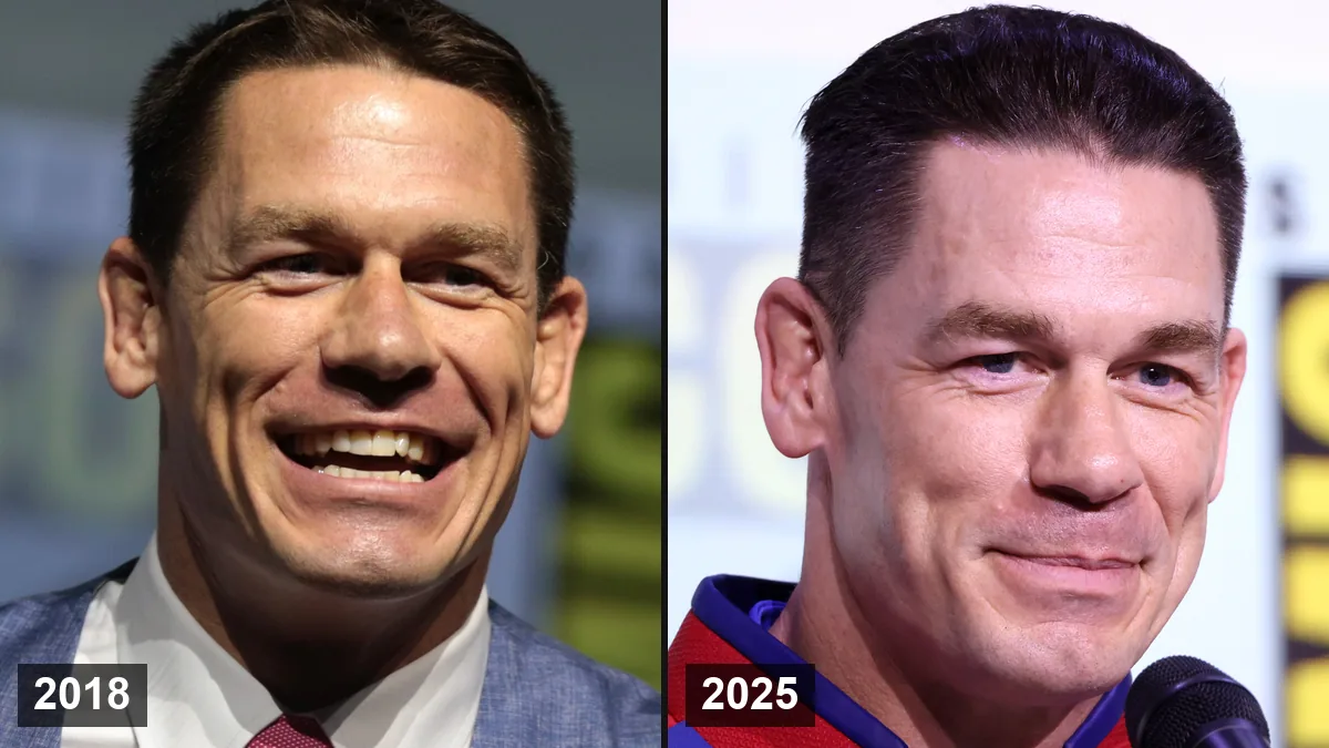 John Cena en 2018 (à gauche) et en 2025 (à droite)