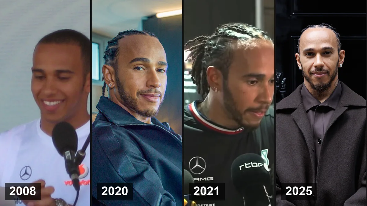 Lewis Hamilton en 2008, 2020, 2021 et 2025