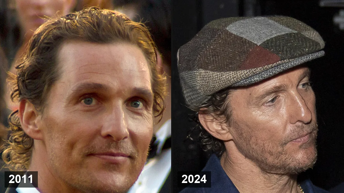 Matthew McConaughey en 2011 (à gauche) et en 2024 (à droite)
