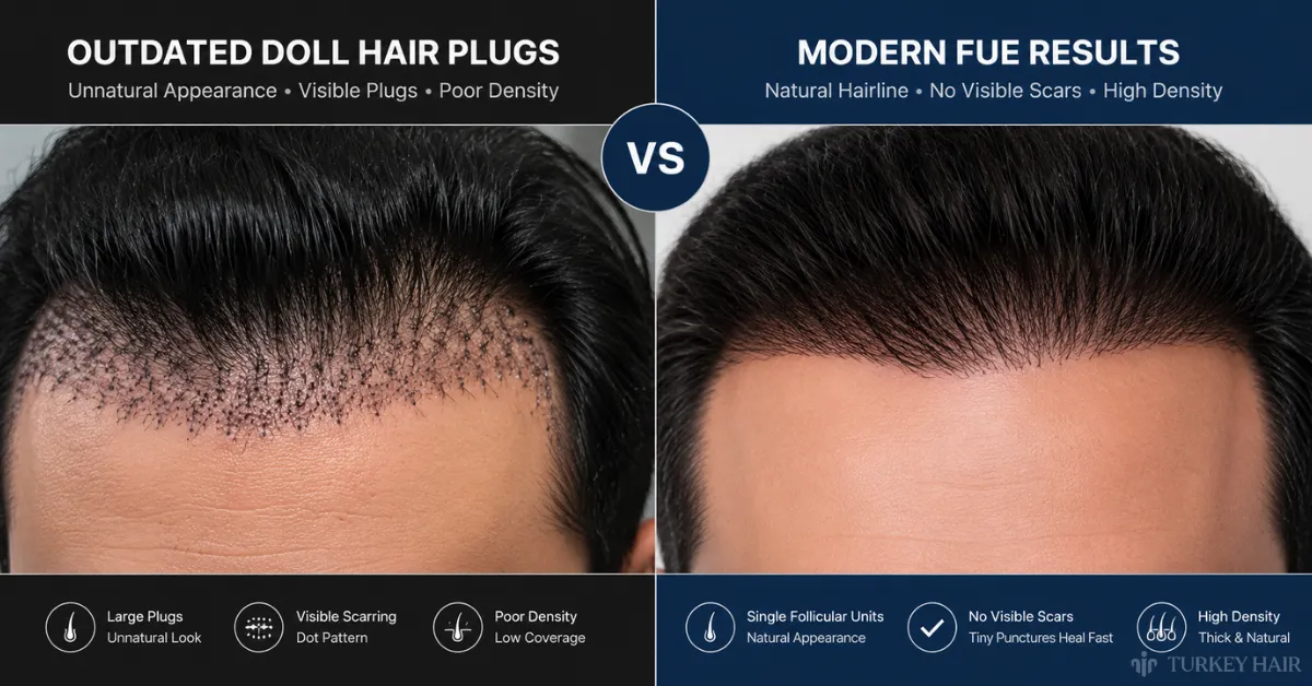 anciens implants capillaires, greffe de cheveux FUE moderne, implants capillaires vs greffe de cheveux, résultats naturels de la greffe de cheveux, extraction d'unités folliculaires
