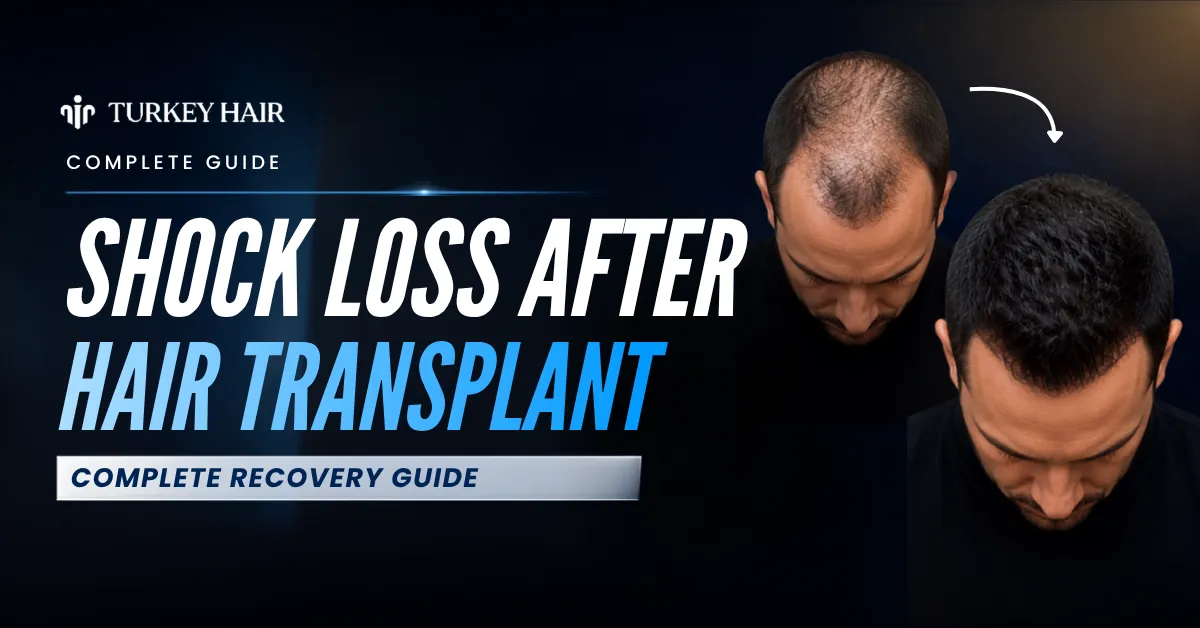 shock loss after hair transplant, hair transplant shock loss, post transplant shedding, hair transplant recovery guide, shock loss recovery timeline, Turkey Hair Center