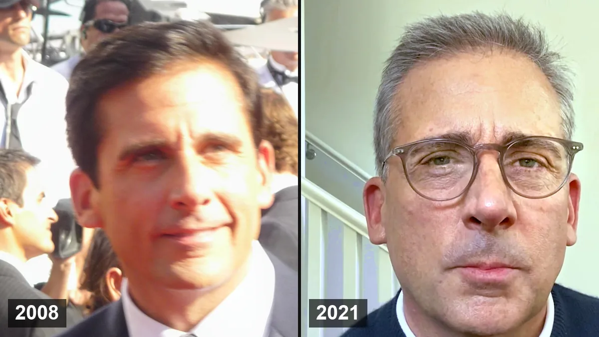 Steve Carell en 2008 (à gauche) et en 2021 (à droite)