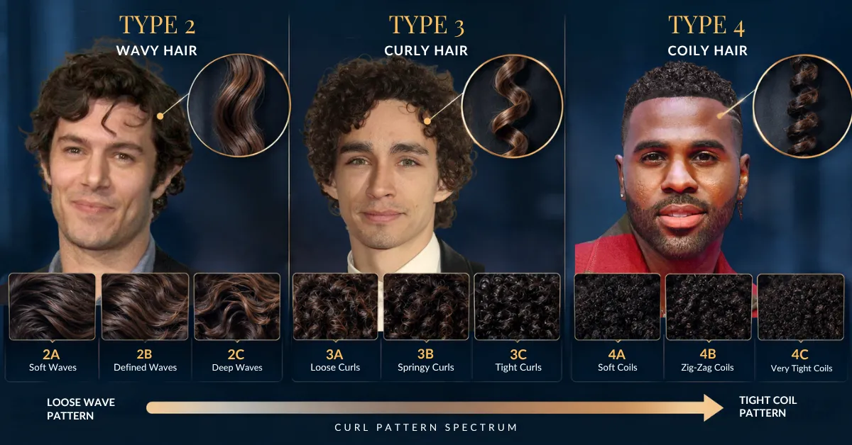 wavy hair types, curly hair comparison, hair texture chart