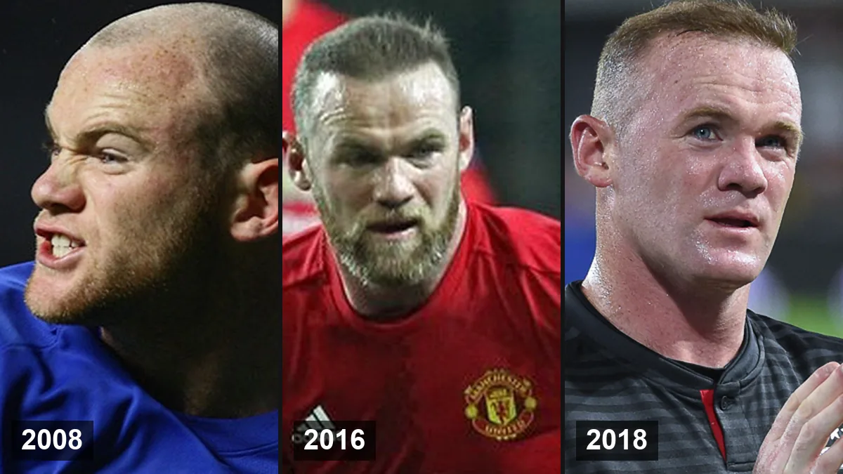 Wayne Rooney en 2008, 2016 et 2018