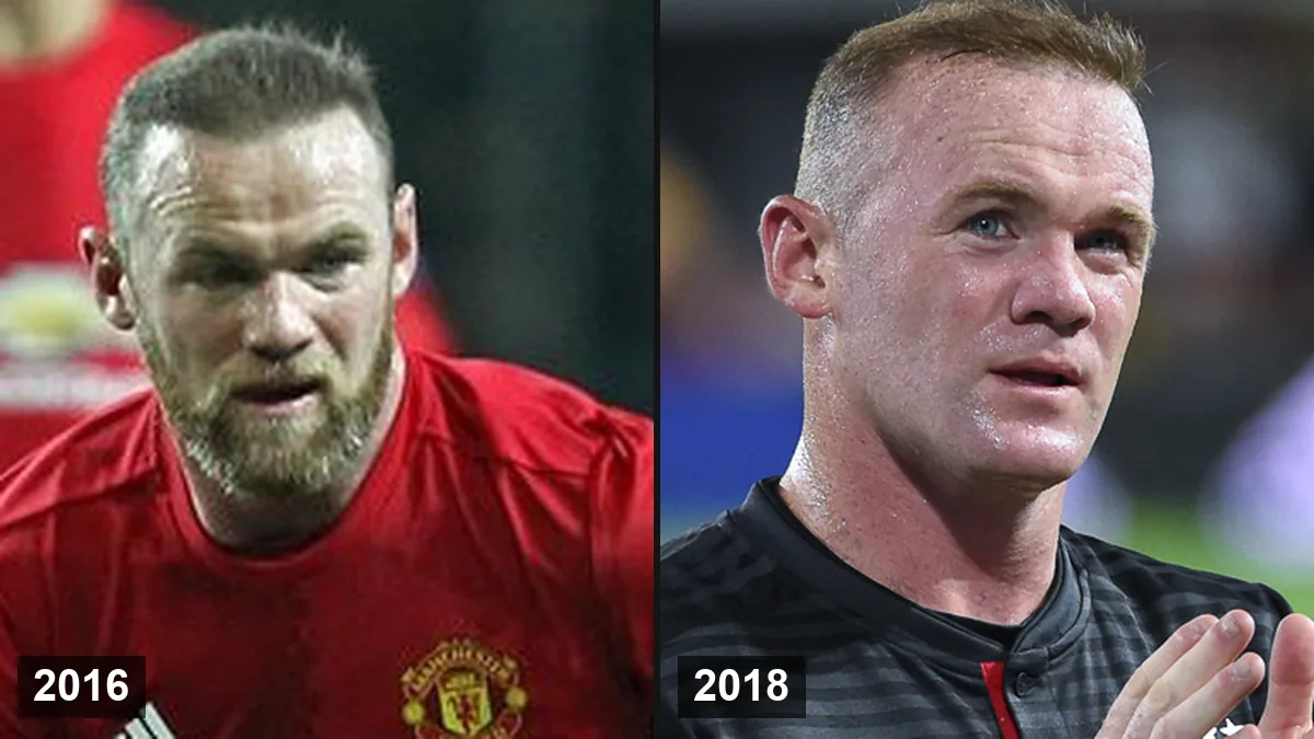Wayne Rooney en 2016 (à gauche) et en 2018 (à droite)