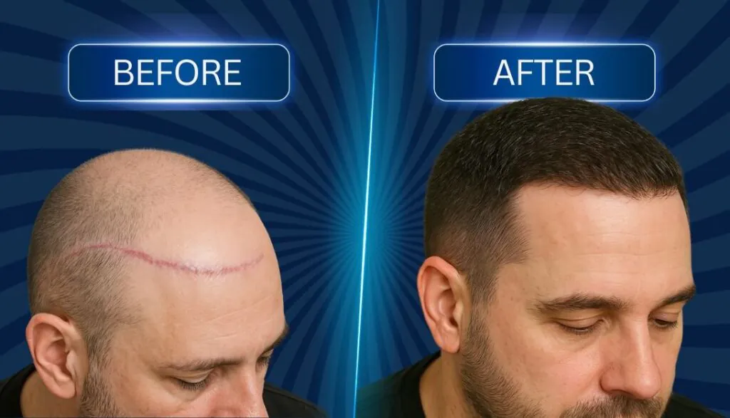 Hair Transplant Scar Before and After
